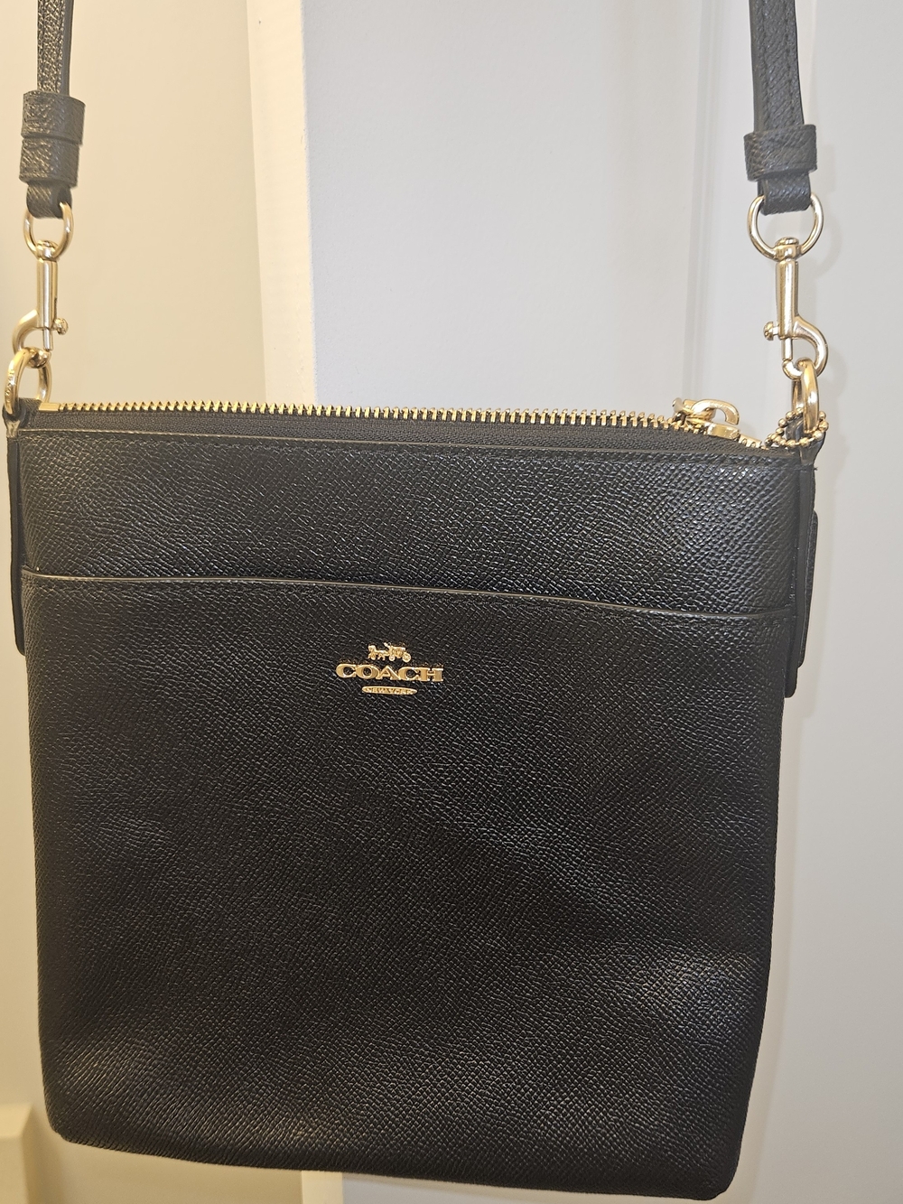 COACH Black Leather Crossbody Bag with Gold Hardware